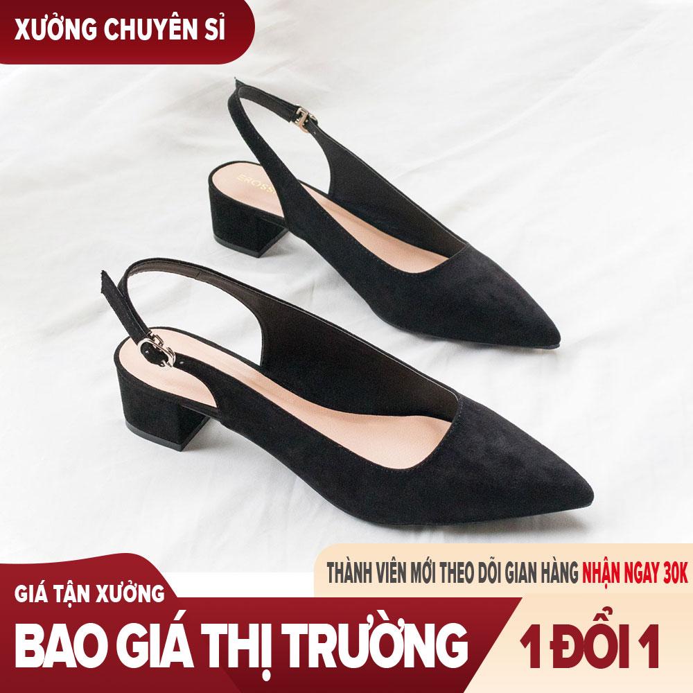 Giày nữ, giày cao gót vuông slingback mũi nhọn thời trang cao 3 phân EL011