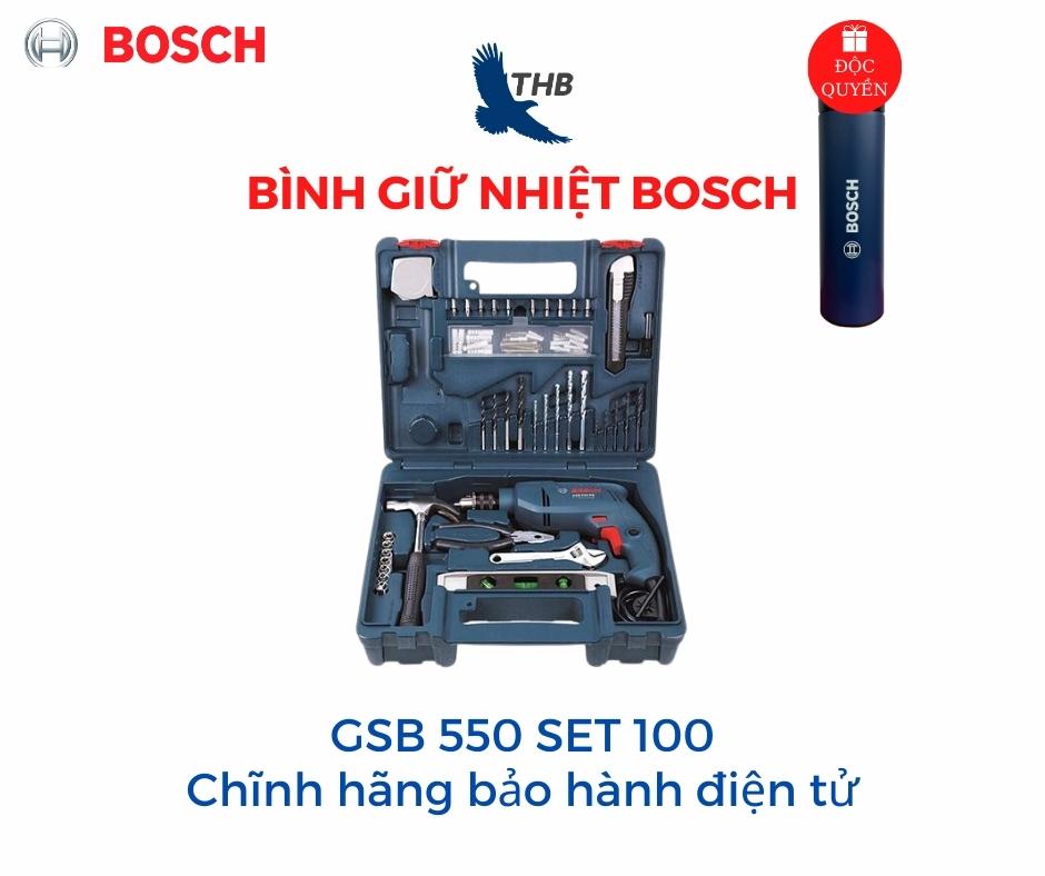 Bộ Máy khoan động lực Máy khoan gia đình Bosch GSB 550 Set 100 món - Bộ máy khoan bán chạy nhất năm 2021