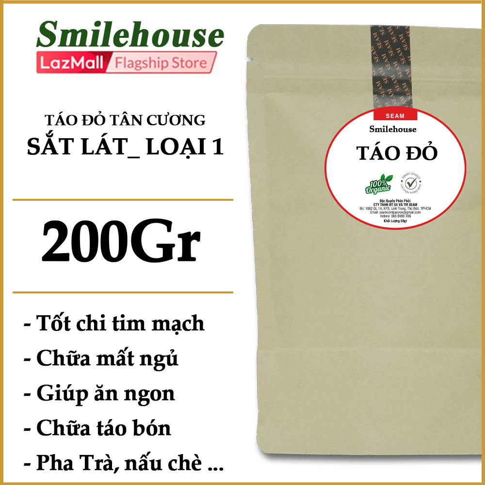 Táo đỏ tân cương cắt lát sấy khô GORI 200gr thương hiệu Smilehouse, thanh lọc giải độc gan, dùng để hầm gà, pha trà gừng hoặc nấu chè dưỡng nhan