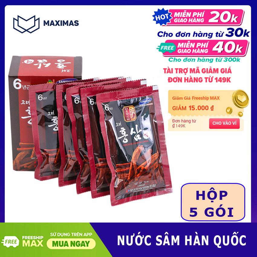 Nước Hồng Sâm Pocheon Hàn Quốc 70ml x 5 Gói Tăng Cường Thể Lực