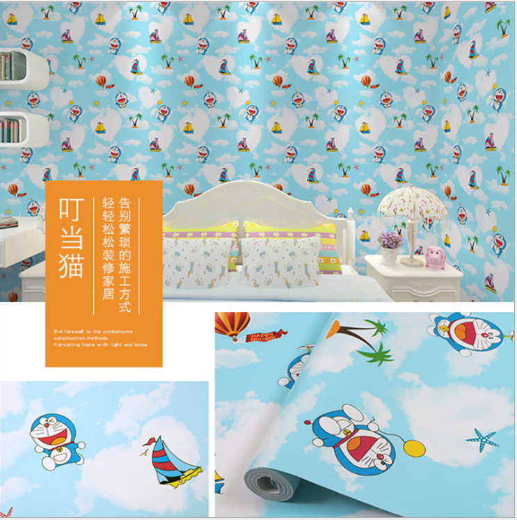 xả giấy dán tường Doremon trên không (Khổ 10m x 0.45m) - Bách Hóa Susu Giấy dán tường sẵn keo