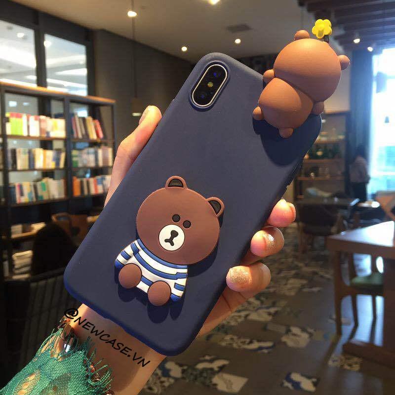 Ốp lưng dẻo hoạt hình gấu hoa mọc trên đầu - iphone 5, 5s, 6, 6s, 6plus, 7, 7plus, 8, 8plus, x, xs, xsmax