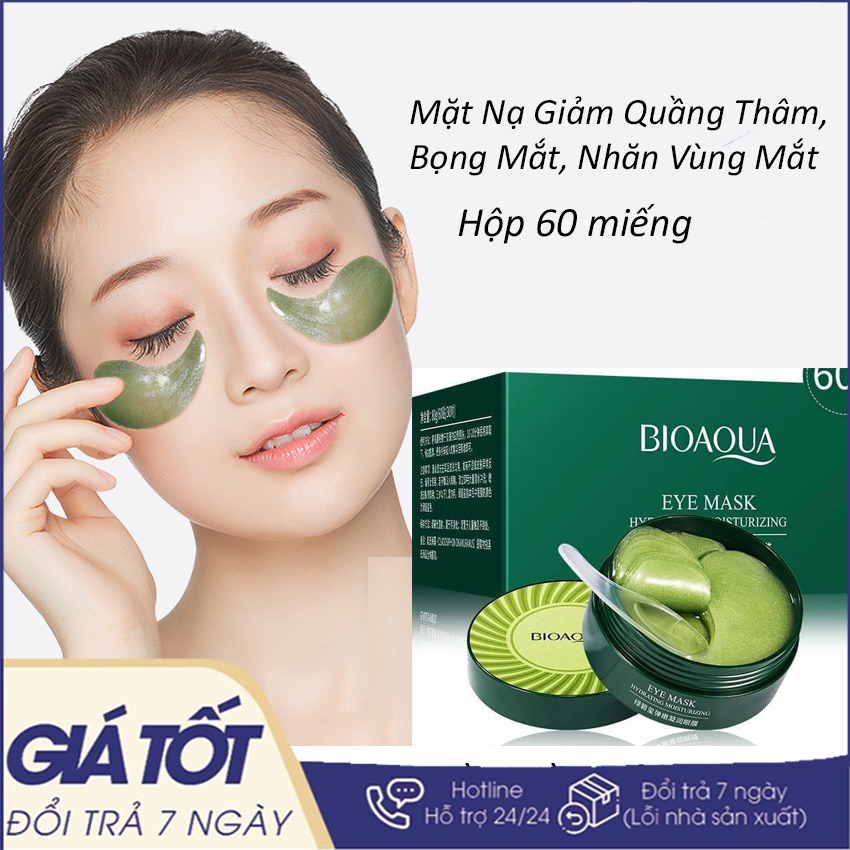 Combo 60 Miếng Mặt Nạ Dưỡng Mắt Mờ Thâm Quầng Bioaqua Tảo Biển Màu Xanh - Mặt nạ mắt Bioaqua tinh chất collagen làm trẻ hoá da, giảm bọng mắt hiệu quả