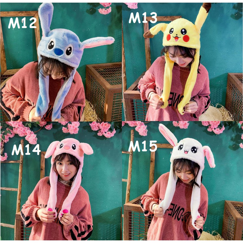 Mũ tai thỏ giật - Nón tai thỏ giật phong cách Hàn Quốc