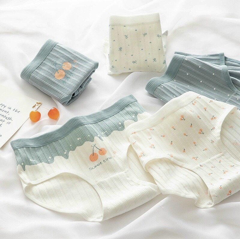 Set 5 chiếc quần lót nữ hình cherry chấm bi