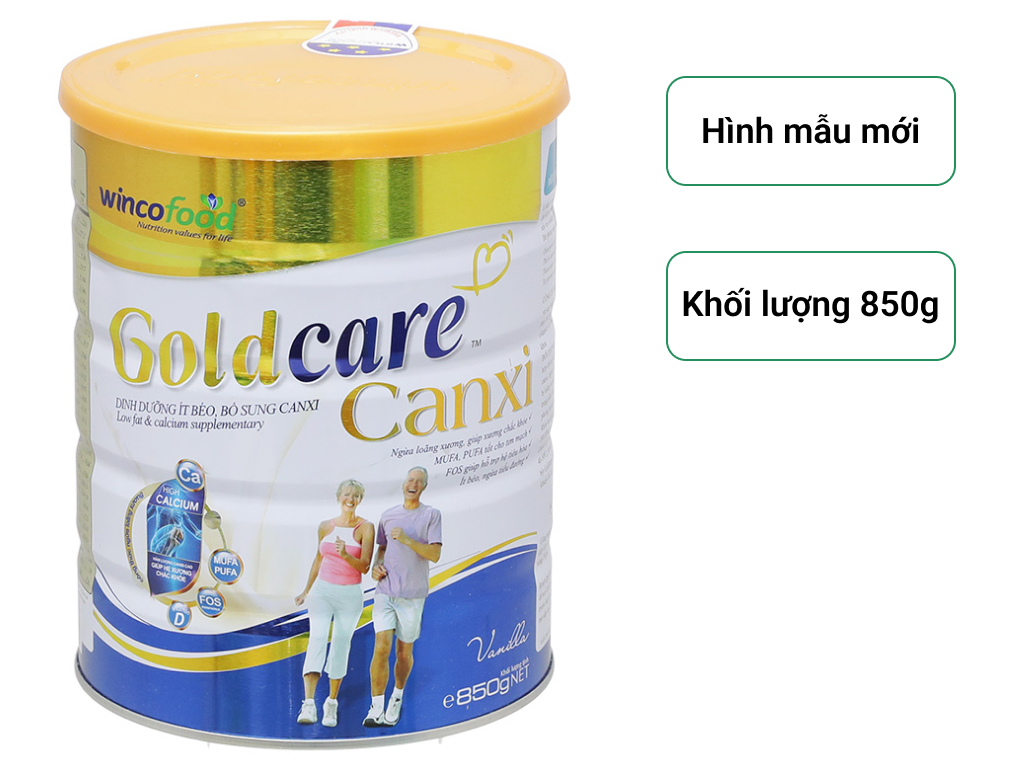 Sữa bột Wincofood GoldCare Canxi : dinh dưỡng ít béo ngừa tiểu đường, bổ sung canxi giúp xương chắc khỏe, MUFA, PUFA tốt cho tim mạch, phù hợp cho người từ 30 tuổi trở lên.