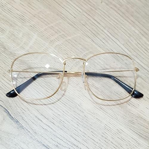 [HCM]Mắt Kính Giả Cận Form Tròn Đơn Giản Gọng Hợp Kim Màu Vàng(kính+khăn+bao da)