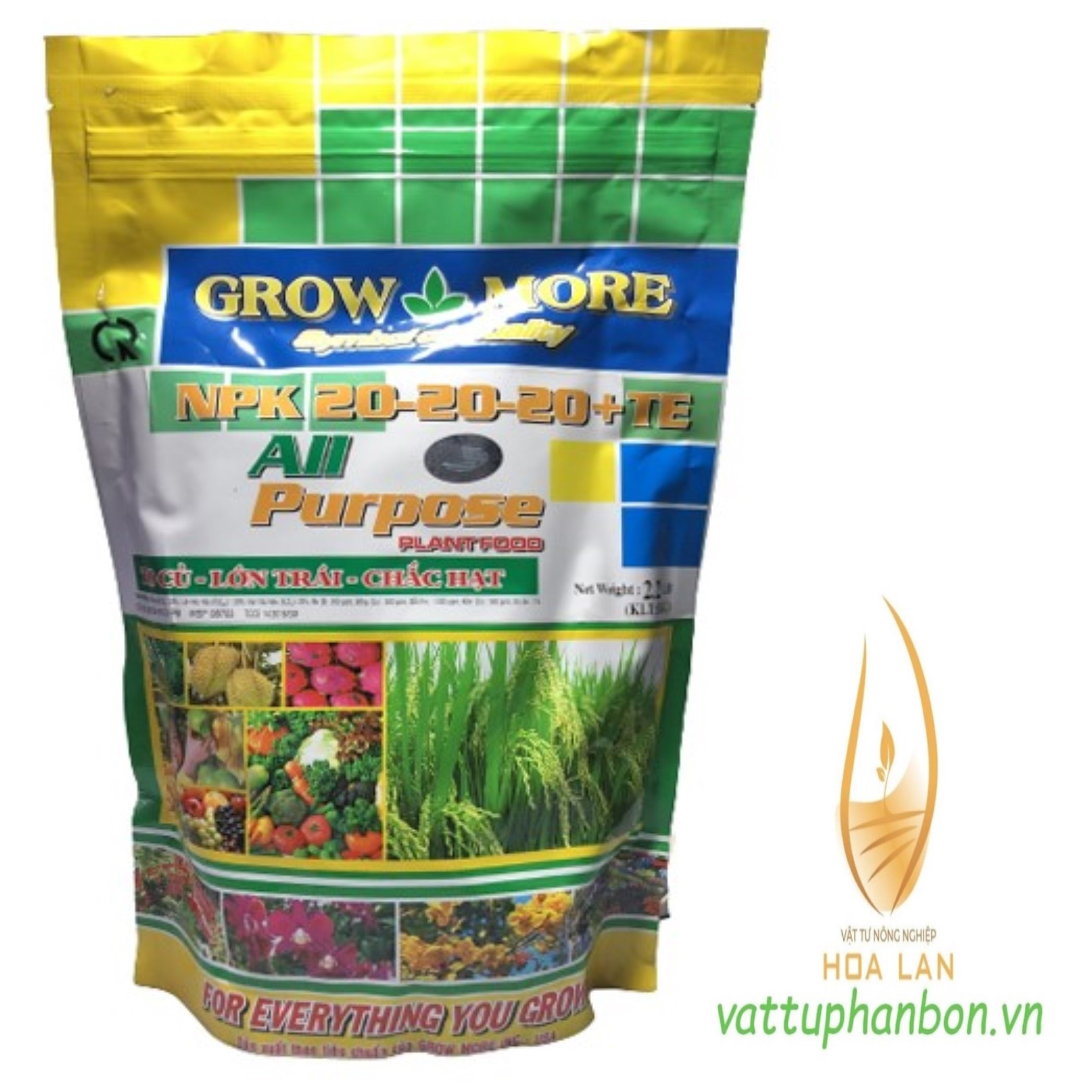 Phân bón lá grow more npk 20-20-20+te - #396# 1kg