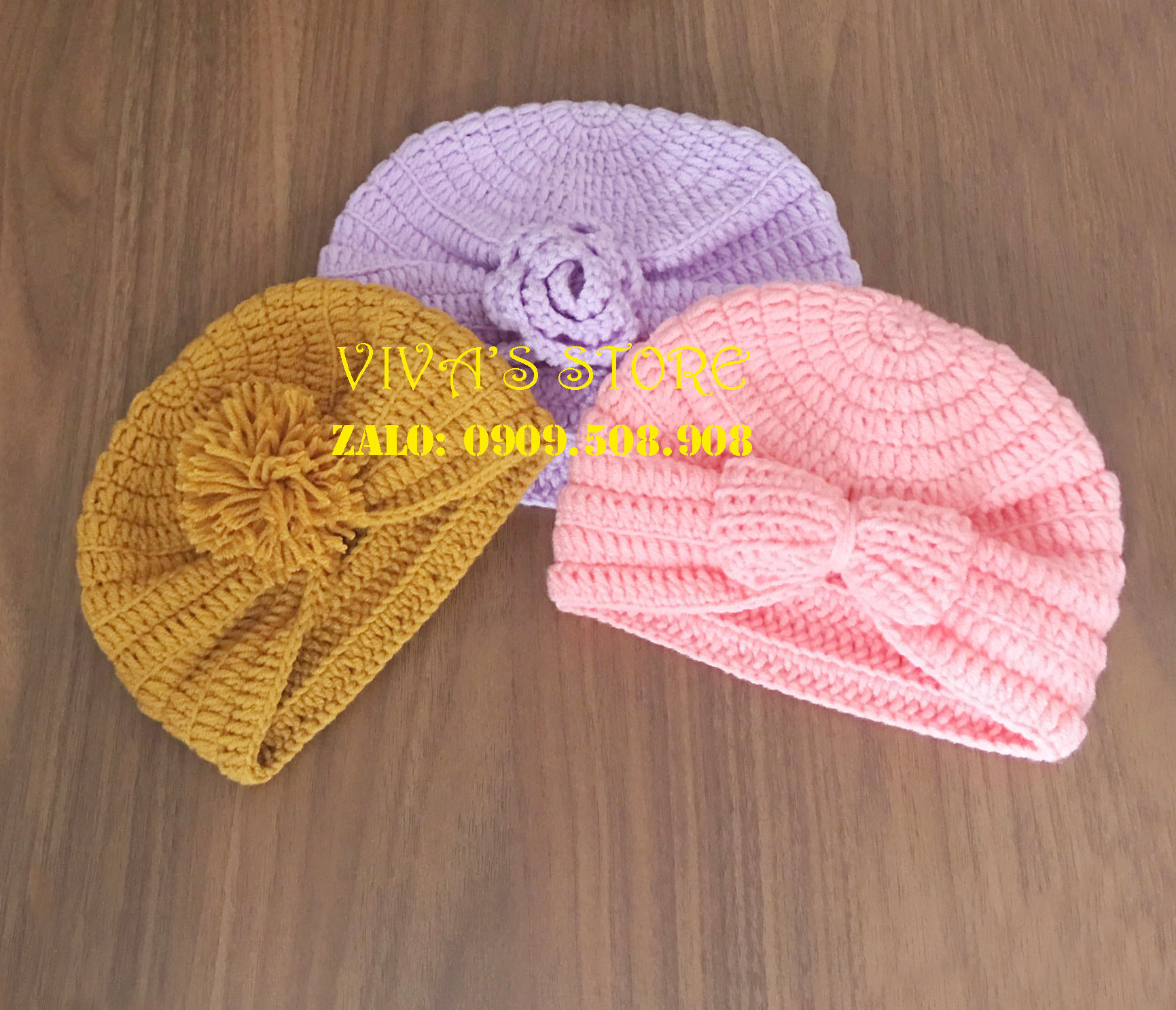 Nón len cho bé gái từ 03 tháng đến 12 tháng tuổi