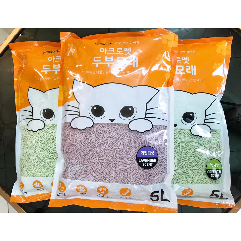 Cát vệ sinh mèo Acro Pet đậu nành 5L
