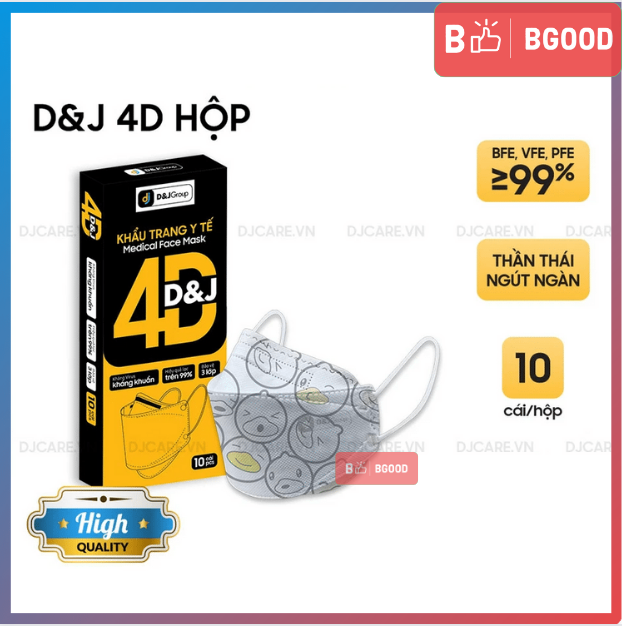 Khẩu trang kf94 4d d&j - hoa văn vịt - 3 lớp famapro - bảo vệ hô hấp - kf94 rep - dj - d&j care - bgood