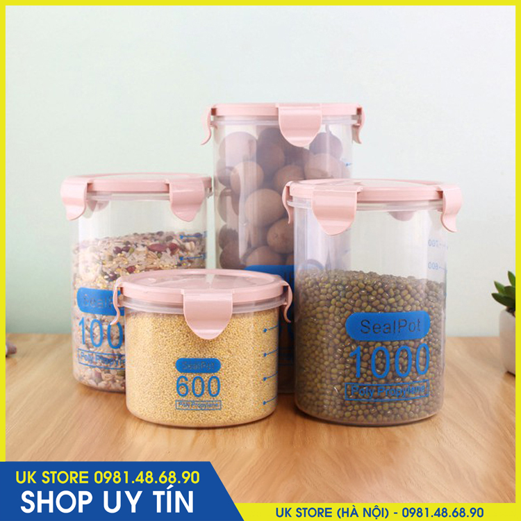 (600ml-800ml-1000ml) Hộp Nhựa Tròn Đựng Thực Phẩm Có Vạch Chia Định Mức SEALPOT HSA1176