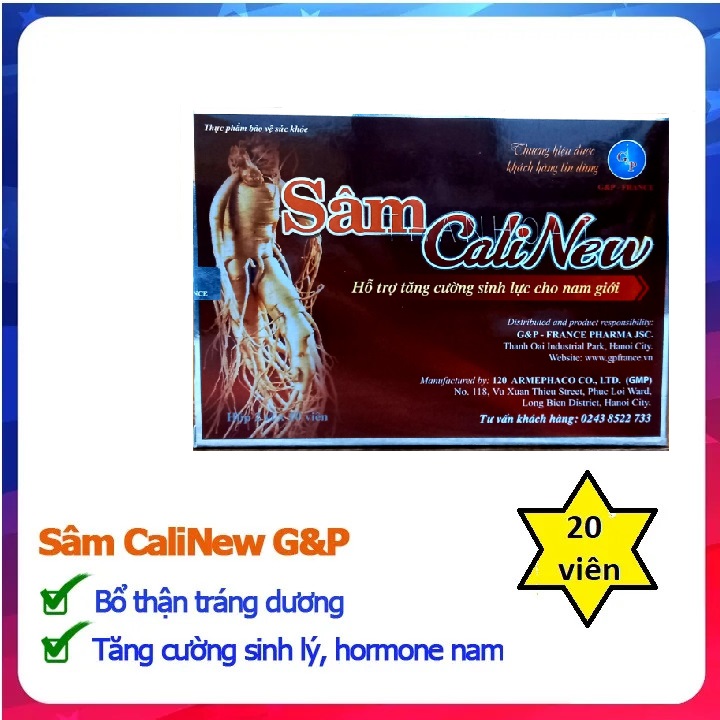 Sâm Calinew - Bổ thận tráng dư.ơng, mạnh gân cốt, tăng sức khỏe sinh lý cho nam giới - Hộp to 20 viên