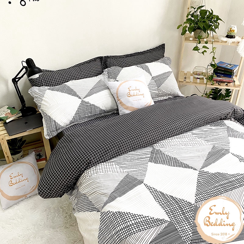 Sét 4 Ga Gối Hàng Nhập Khẩu Cao Cấp Mẫu Kẻ Tam Giác (Ảnh Thật) - Emly Bedding