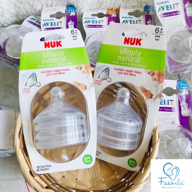 [HCM]Bộ 2 Núm Ti Bình Sữa Nuk Simply Natural