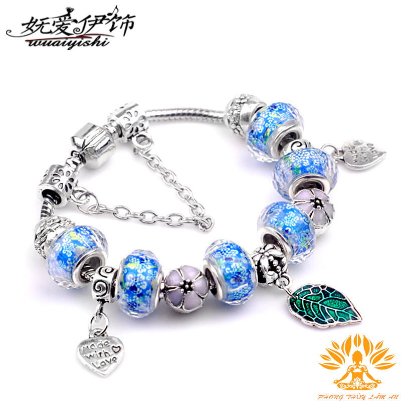 Vòng tay đá phong cách pandora panjia cá tính trẻ trung tặng kèm hộp gấm cao cấp sang trọng