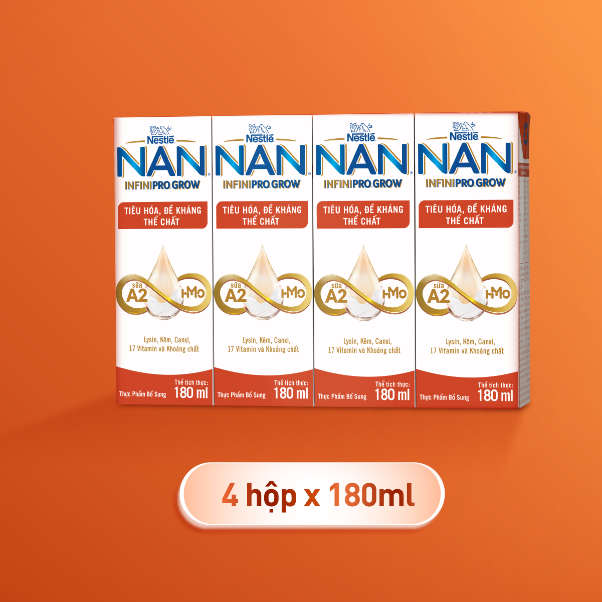 [Tặng bộ đồ chơi mô hình xe] Combo 2 Thùng 24 hộp sữa pha sẵn Nestle NAN INFINIPRO GROW với công thức vượt trội kết hợp sữa A2 và HMO hỗ trợ tiêu hóa, đề kháng và phát triển thể chất (4x180ml)