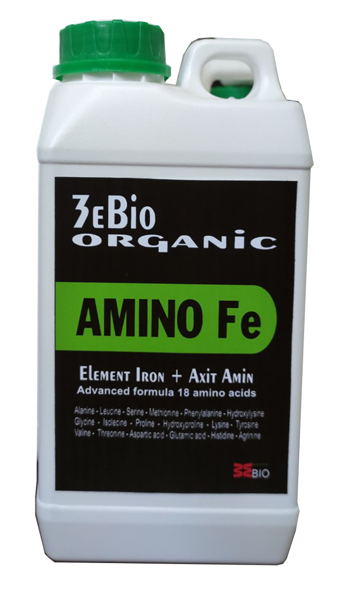 Amino Fe BIO chai 1 lít - phân bón sinh học cung cấp sắt vi lượng phục hồi cây vàng lá do thiếu sắt - tăng cường sức đề kháng - cây khỏe trái đẹp