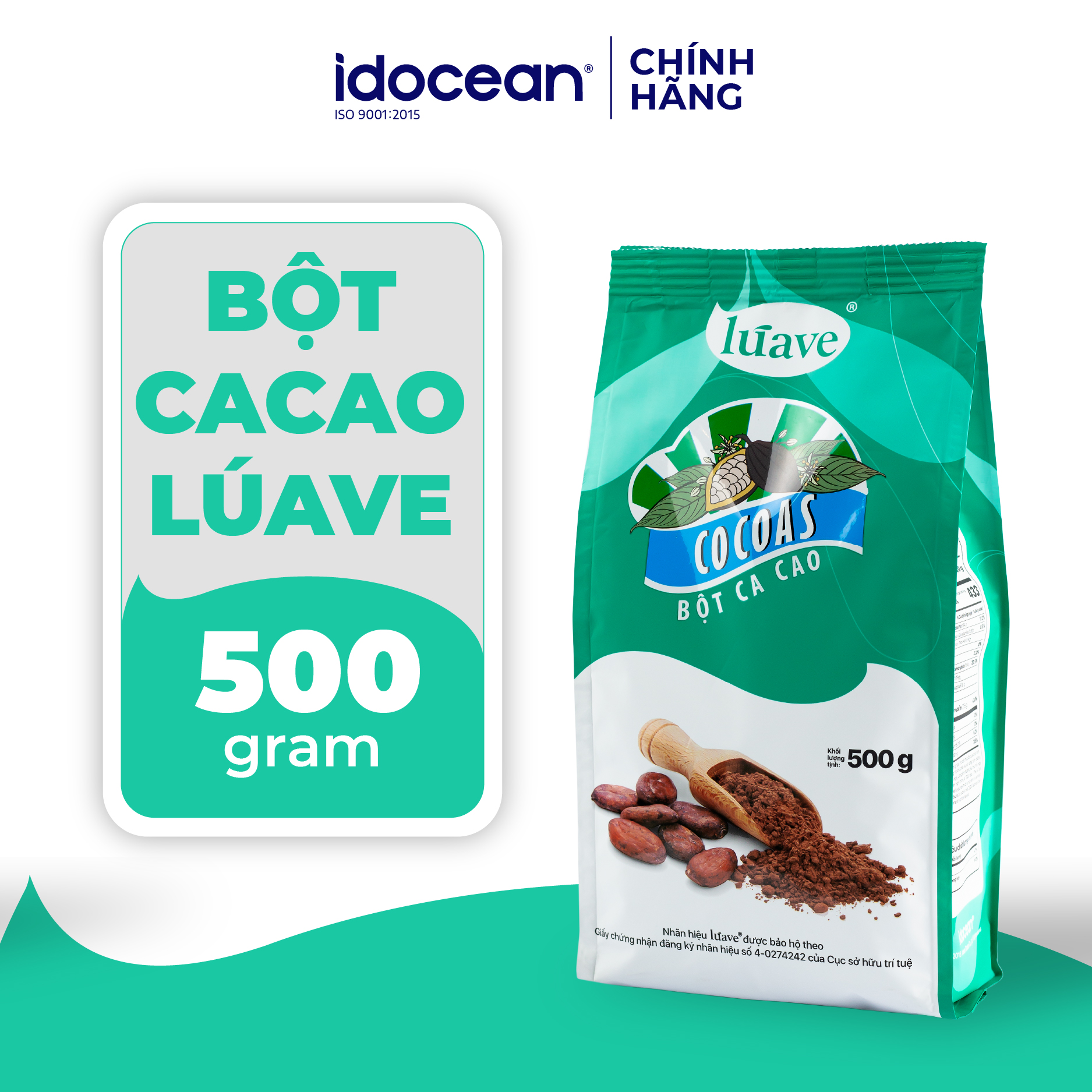 Bột Cacao Đắng - LÚAVE - 0.5kg - Thêm vị thơm nồng đậm đà (bột cacao Lúave, cacao đắng, cacao cafe)