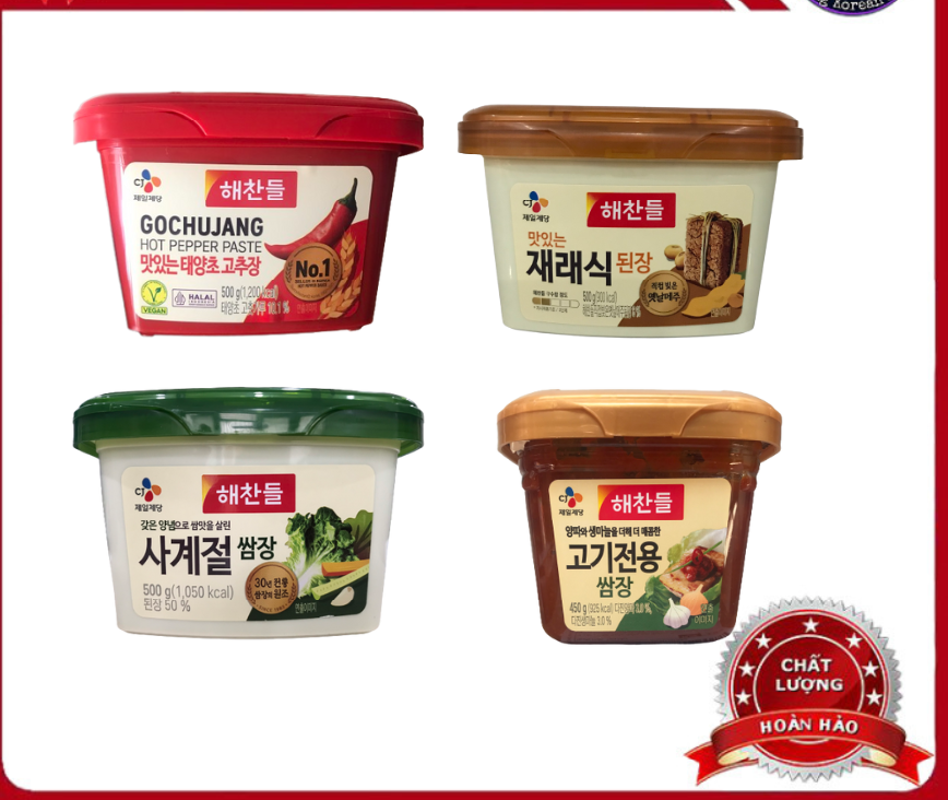Combo 4 loại tương hàn quốc 500g dùng nấu mì cay, làm kim chi, làm xốt chấm thịt nướng, nấu canh
