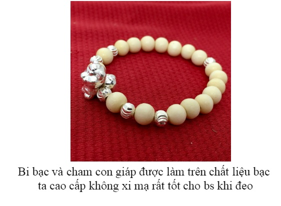 Vòng dâu tằm cho bé sơ sinh kèm cham con hổ bạc ta cao cấp cho bé tuổi Dần thương hiệu Liên Minh - VDT06(TRẮNG)