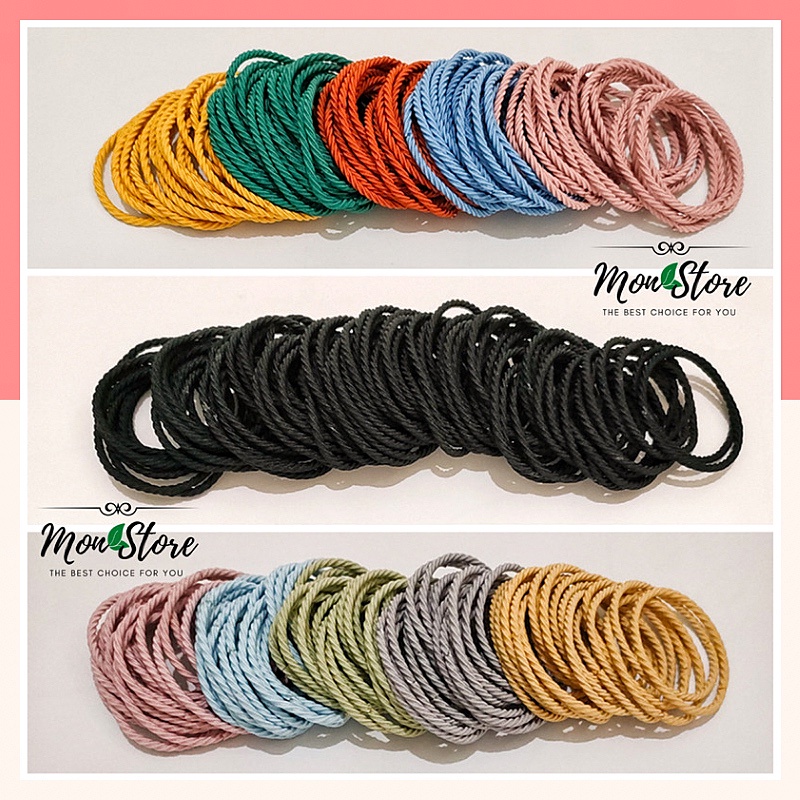 Set 10 sợi thun cột tóc co giãn tốt, mix màu cực trendy