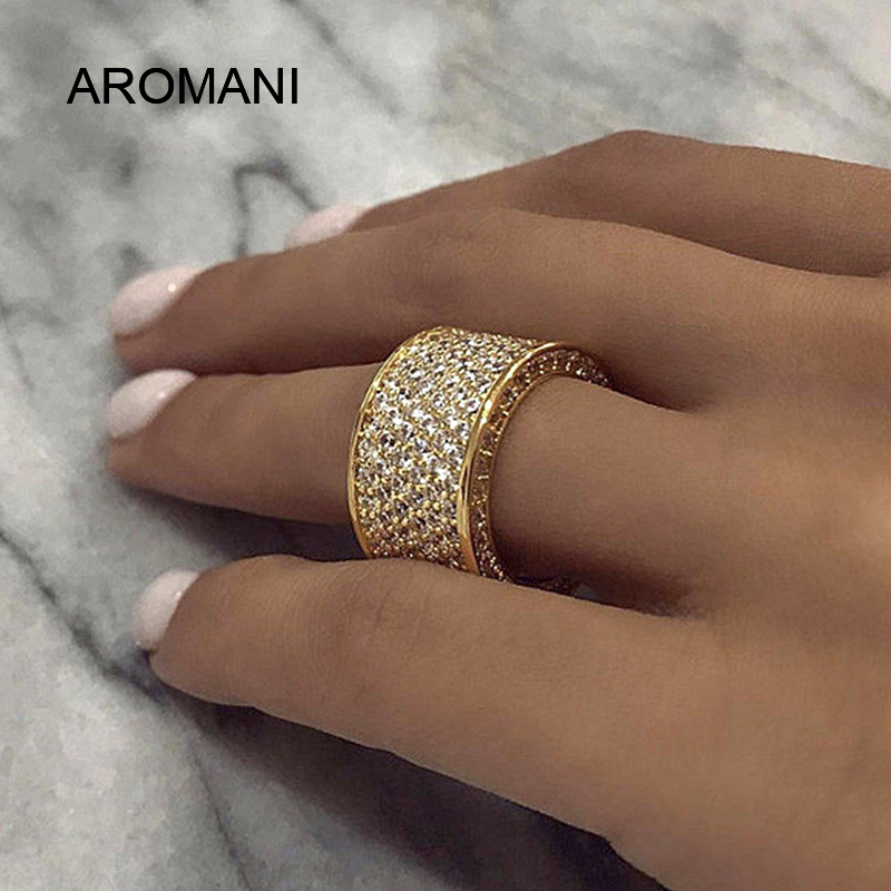 Aromaninhẫn nữ sang trọng nhẫn cưới lấp lánh tiệc đính hôn đính đá cz lấp lánh nhẫn trang sức bán buôn
