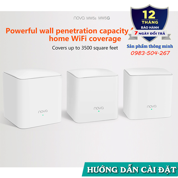 Bộ 3 Cục Wifi Mesh không dây Tenda Nova MW5G - Ghép nối nhiều thiết bị cùng 1 tên wifi