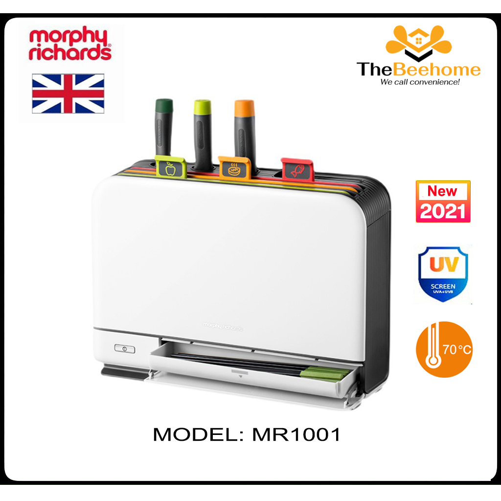 Bộ dao thớt kháng khuẩn morphy richards mr1001 - khử trùng tia uv, sây khô 70º c - bh 12 tháng