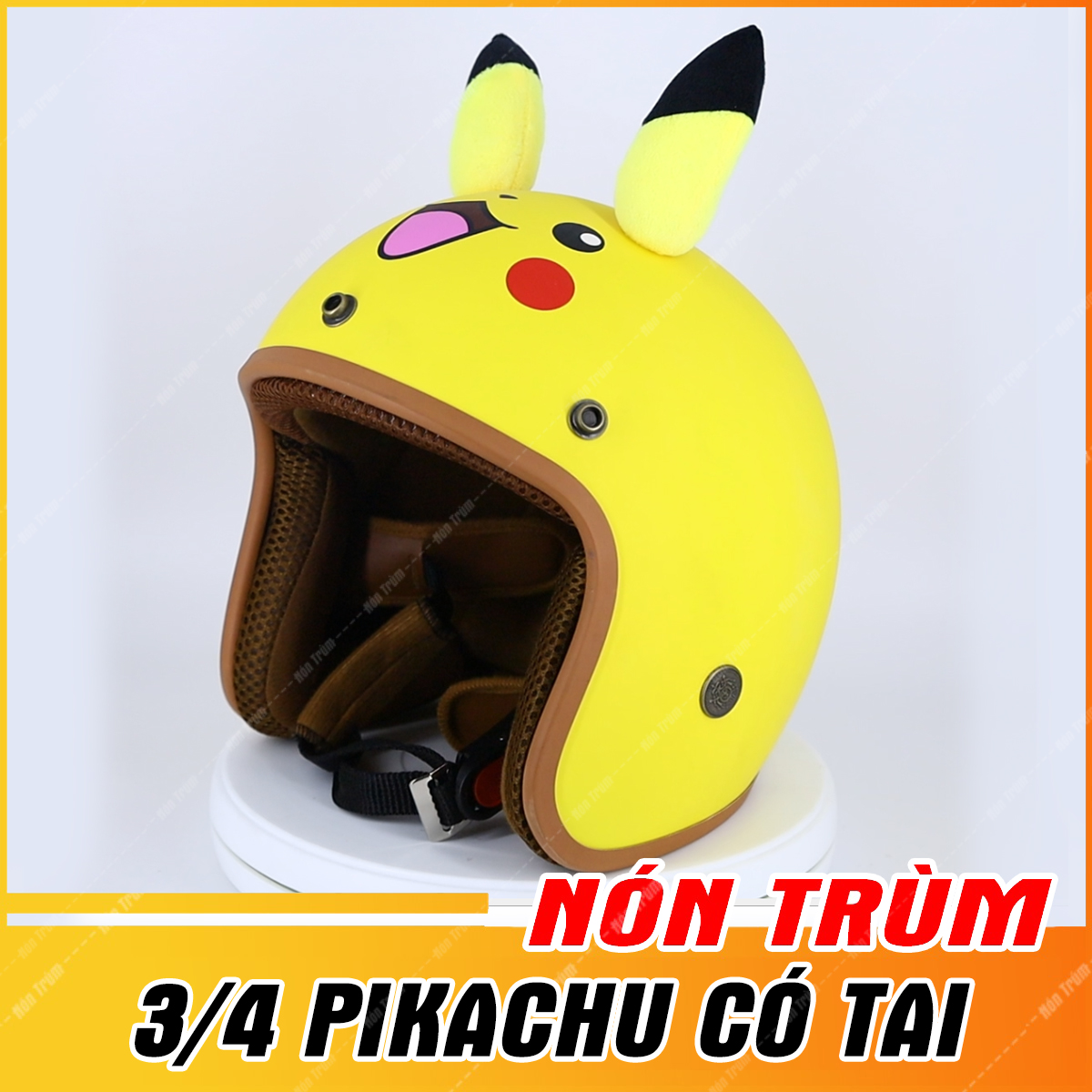 [HCM]Mũ Bảo Hiểm 3/4 ASAMA Có Tai - Siêu Cute - Pikachu