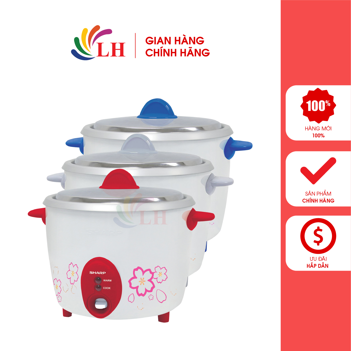 Nồi cơm điện nắp rời sharp 1.8 lít ksh-d18v - hàng chính hãng - thiết kế nhỏ gọn, dung tích 1.8 lít, công suất 700w