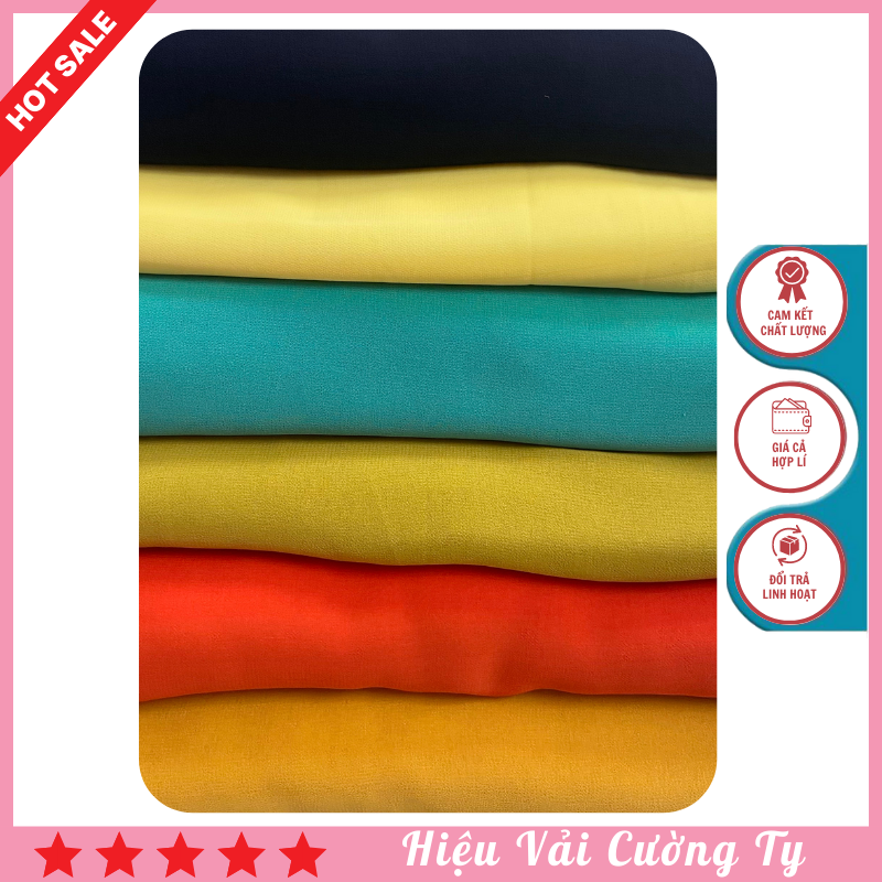 Vải muslin màu chất vải mỏng, mịn, mềm, dễ dùng, may đầm, váy, áo , may lót