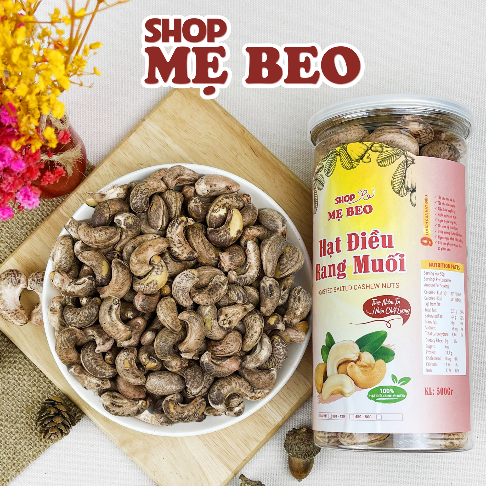 500Gr Hạt Điều Rang Muối Nguyên Hạt Loại B Size Hạt Nhỏ SHOP MẸ BEO