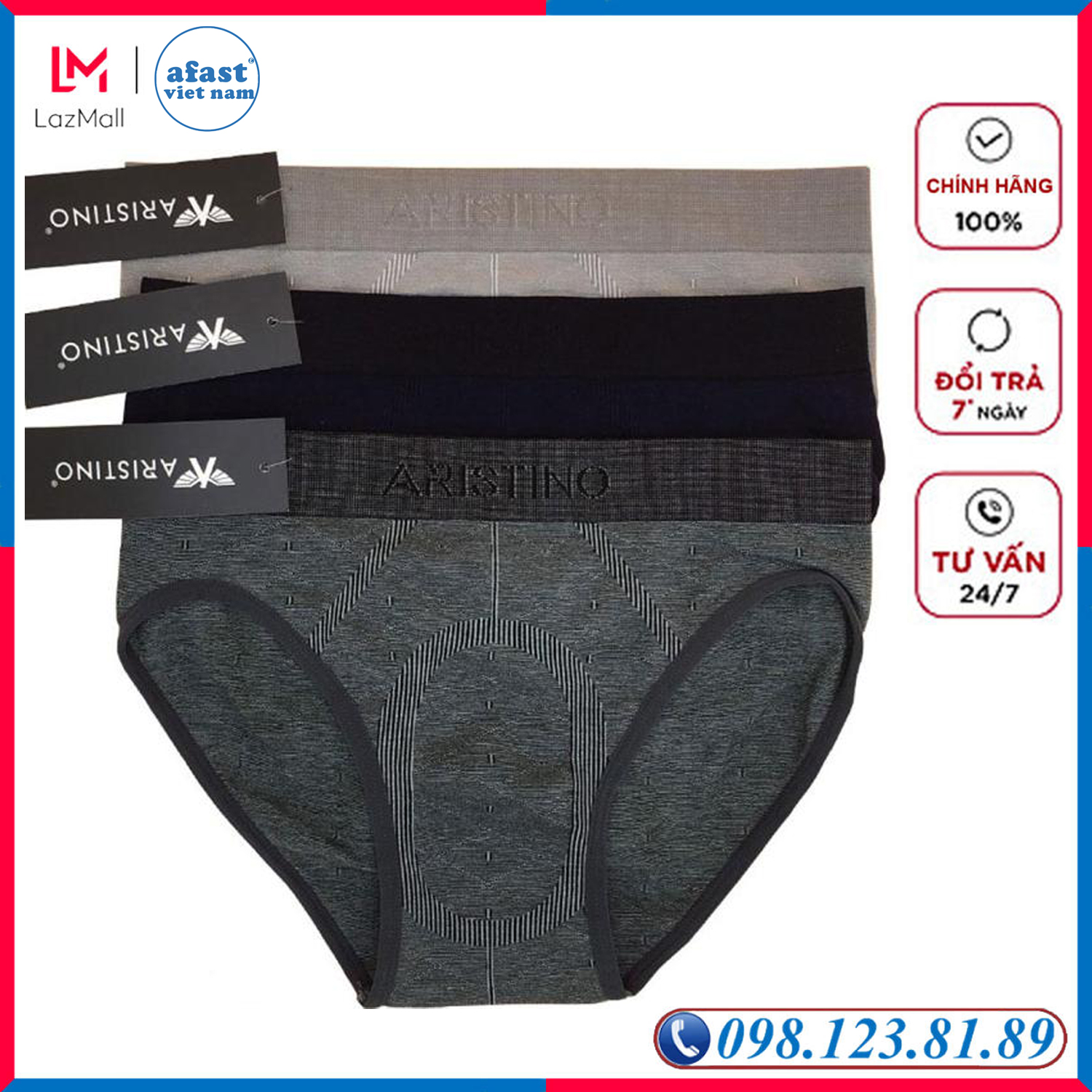 Combo 3 chiếc quần lót nam tam giác sợi tre cao cấp Aristino AD 09 chất liệu Bamboo có độ đàn hồi cao, tăng khả năng kháng khuẩn, không để lại vết hằn cho người mặc - AFAST VIỆT NAM