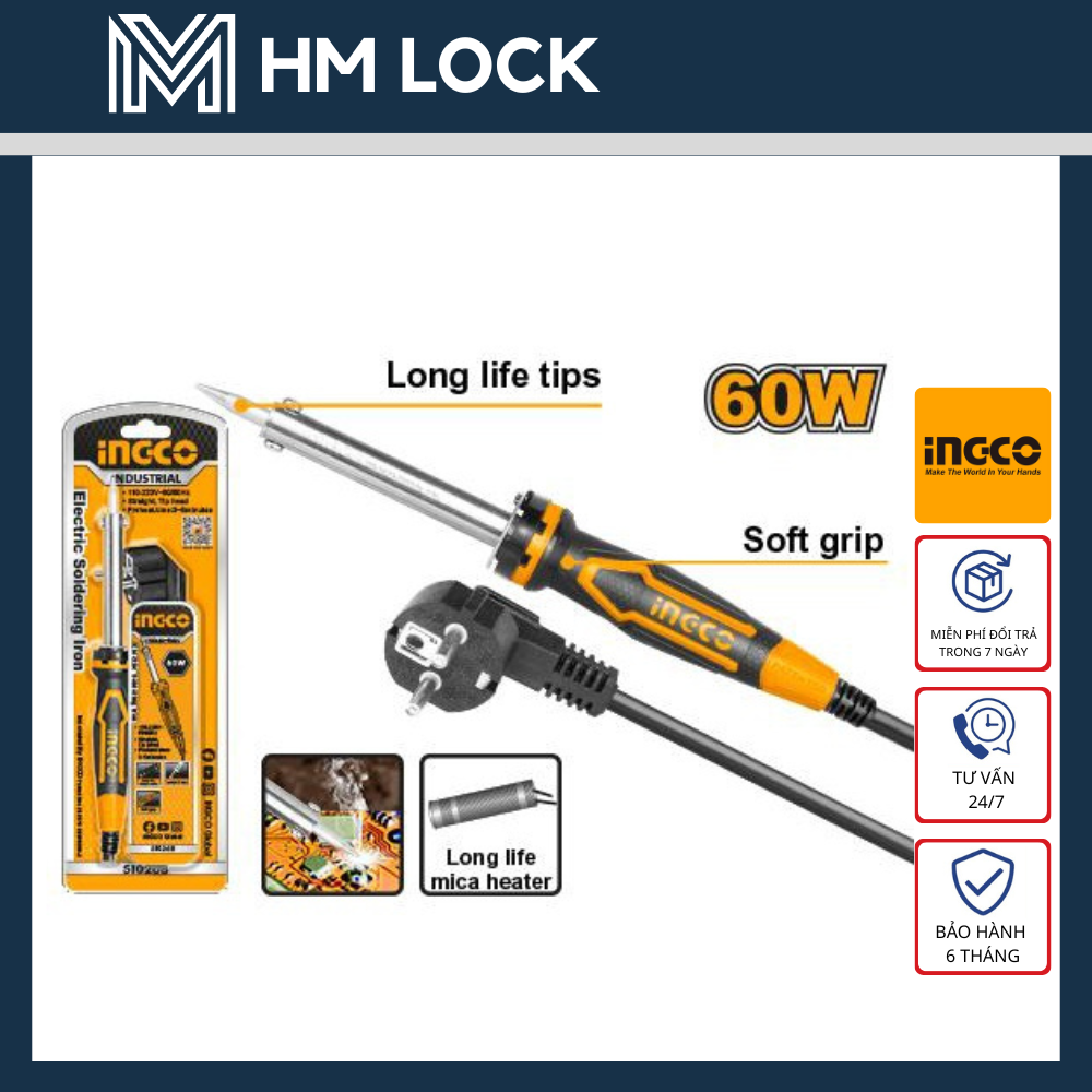 Mỏ hàn chì ingco 40, 60, 100w - đầu thẳng & đầu cong - hàng chính hãng - si0248 si0268 si0368 si00108 - hm lock