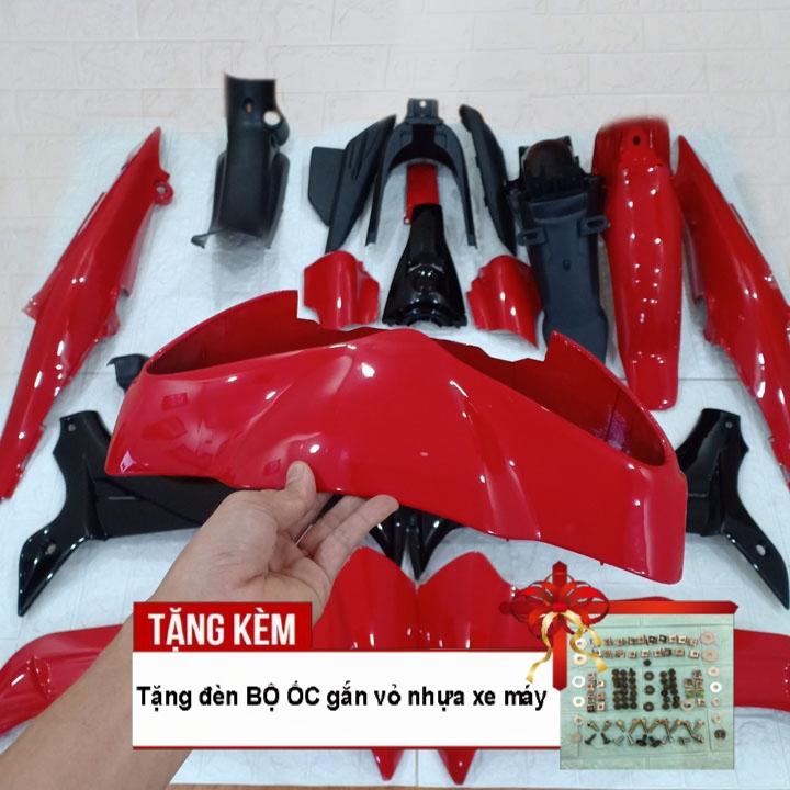 Bộ dàn áo xe jupiter v màu đỏ - phanh cơ,tặng kèm ốc theo xe - có tặng kèm bộ tem chống bay màu.