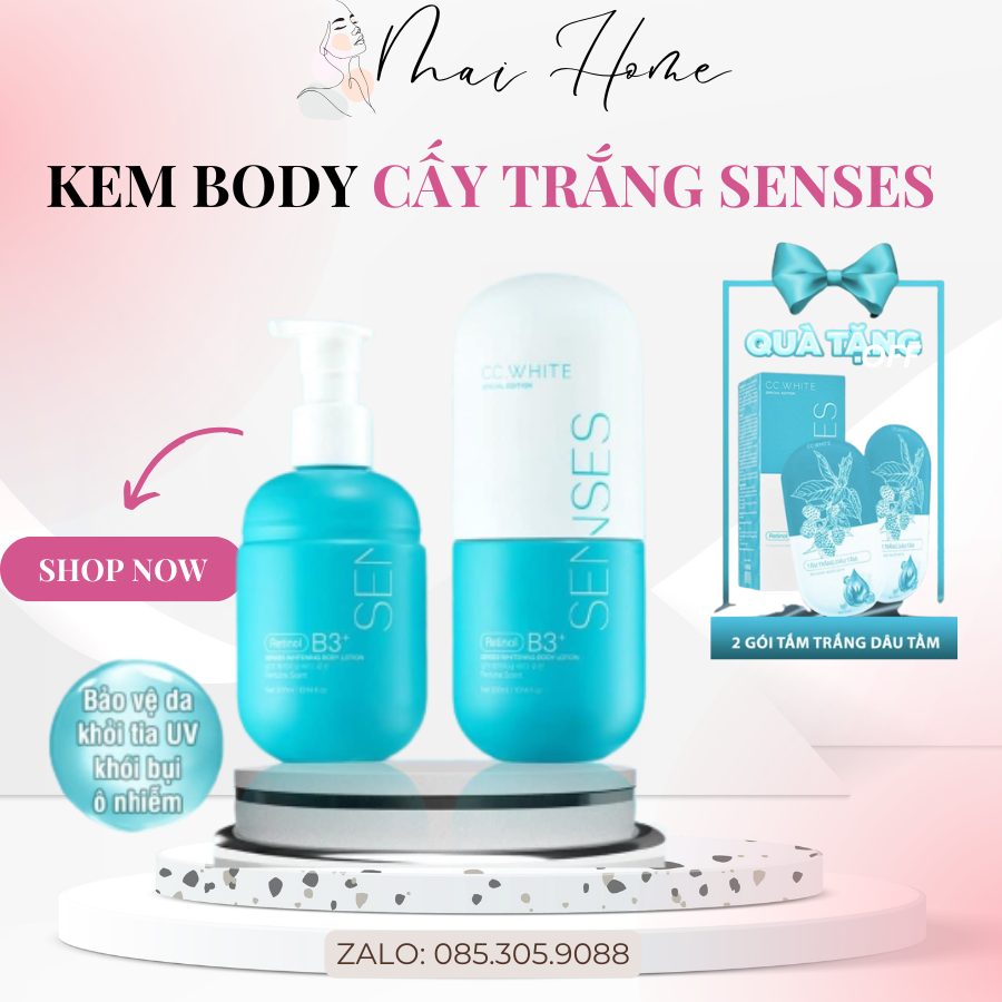 Combo body senses dưỡng trắng da - Mỹ phẩm cc white- Kem dưỡng body Senses