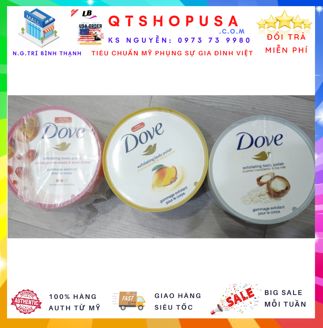 Tẩy tế bào chết dove exfoliating body polish 298g mỹ