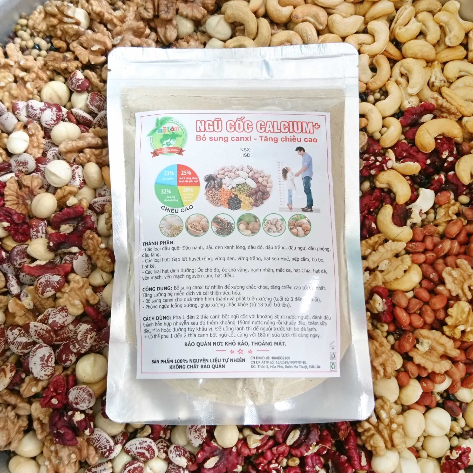 (500Gr) BỘT NGŨ CỐC CANXI DÙNG CHO MỌI LỨA TUỔI (TĂNG CHIỀU CAO TRẺ EM, BỔ SUNG CANXI CHO BÀ BẦU, NGƯỜI LỚN TUỔI) ngucocmetom90 ngucocmetom