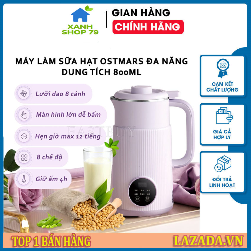 Máy làm sữa hạt mini đa năng, Máy xay sữa hạt OSTMARS Đa năng, dung tích lơn 800ml, có chế độ hẹn giờ thông minh, chất liệu Inox 304 siêu bền - Máy nấu sữa hạt mini, máy nấu sữa đậu nành, máy làm sửa đậu nành đa năng