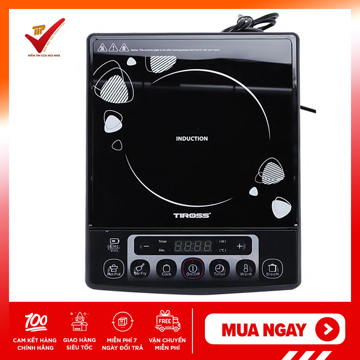 Bếp điện từ cao cấp mặt kính ceramic Tiross TS802