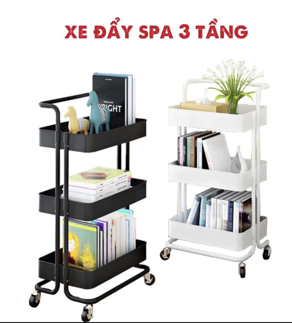 Kệ spa, kệ đựng gia vị 3 tầng có bánh xe