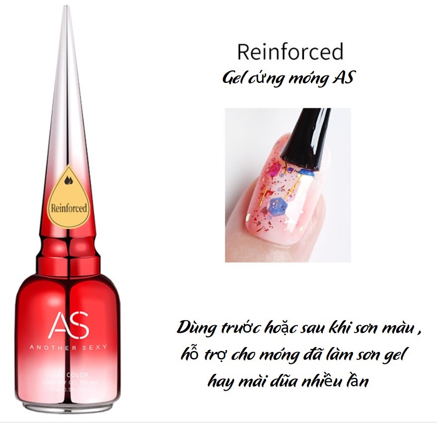 Gel cứng móng as chai đỏ 15ml chính hãng