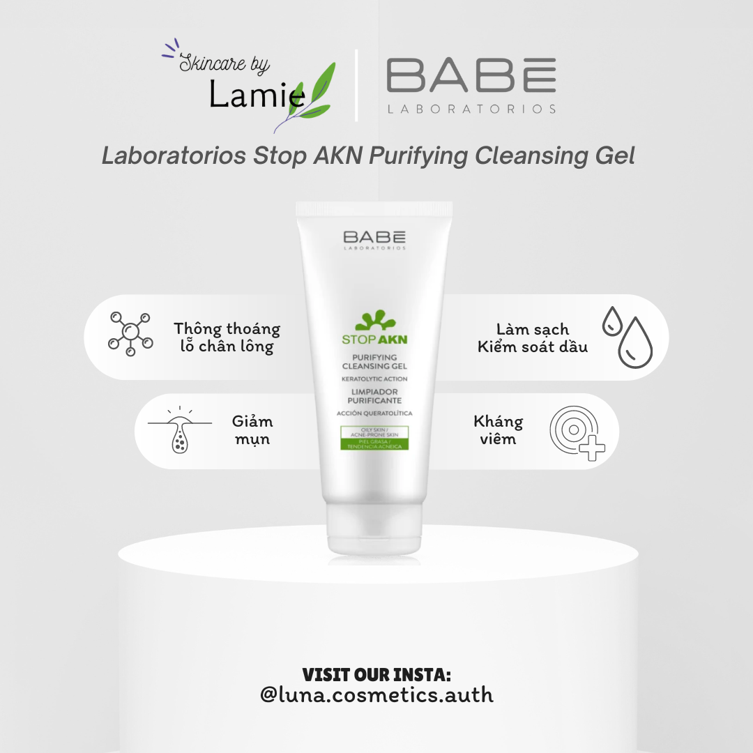 Sữa Rửa Mặt Babe Laboratorios Stop AKN Purifying Cleansing Gel Cho Da Dầu Mụn