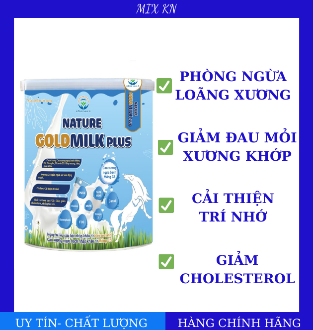 Sữa bột nature goldmilk plus 400g, 750g cao xương ngựa bạch Mông Cổ phòng ngừa loãng xương, giảm đau mỏi xương khớp