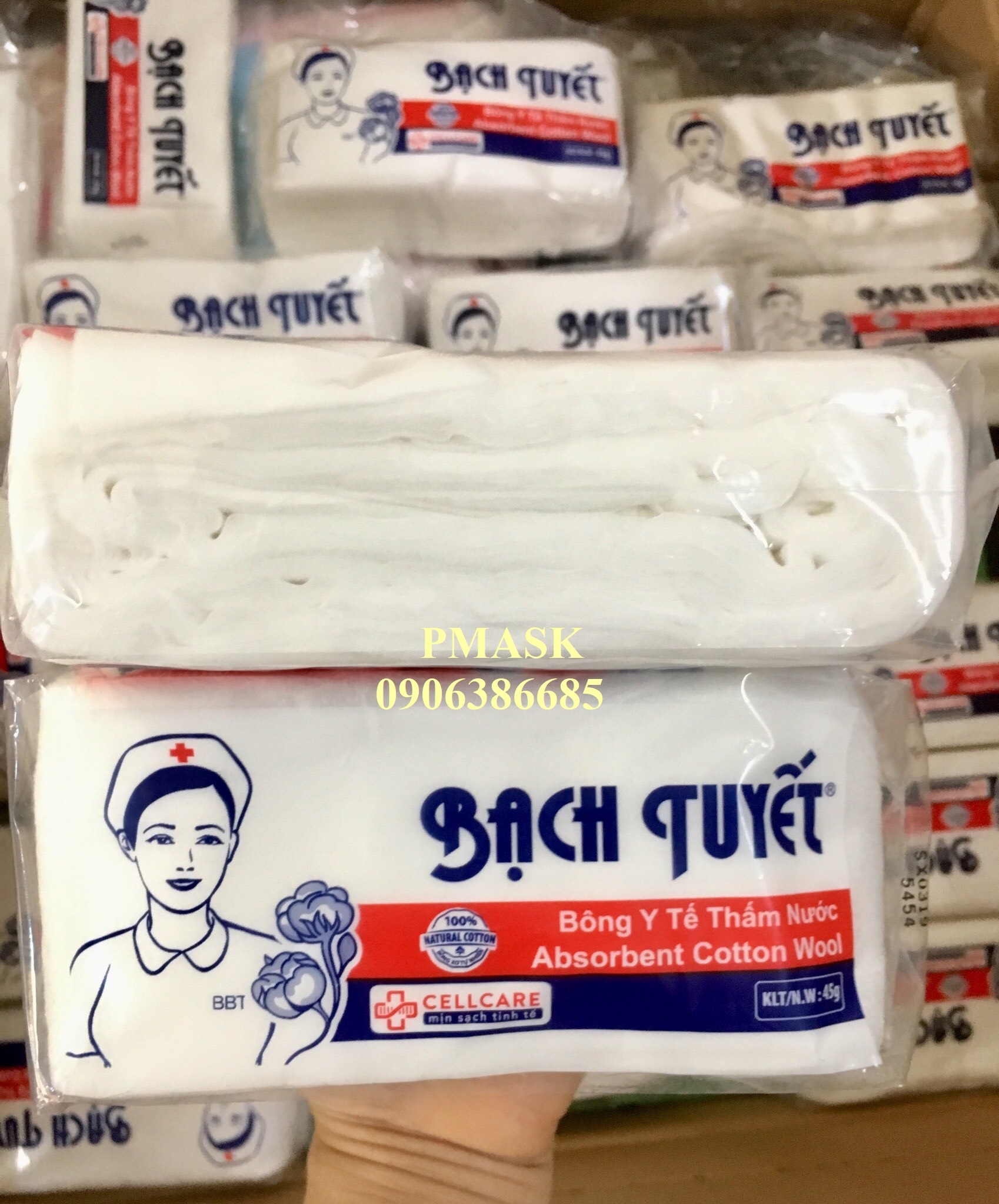 Bông gòn y tế Bông Bạch Tuyết 45gr/ gói sơ cứu vết thương