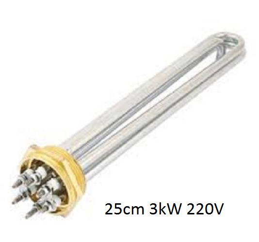 Điện trở nhiệt Thanh nhiệt đun nước Điện trở đun nước cục ren inox 304 phi 32 (Ø32) chiều dài 25cm công suất 2,5kw, 3kw, 4kw điện áp 220V 380V