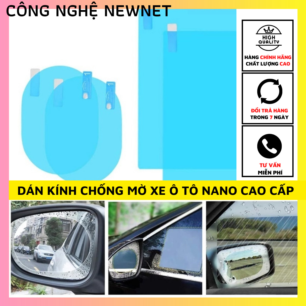 Miếng dán gương ô tô - miếng dán kính - miếng dán chống bám nước gương chiếu hậu ô tô