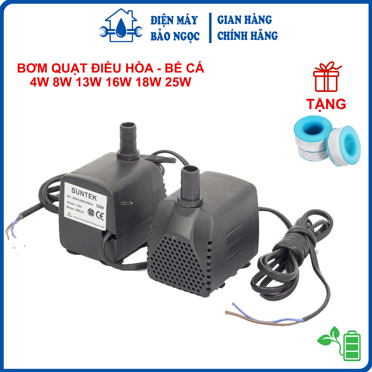 Máy bơm chìm mini cho quạt điều hoà hơi nước 4w 8w 13w 16w 18w 25w - 220v, điện máy bảo ngọc