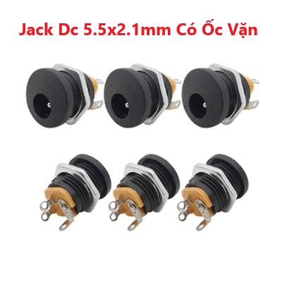 Gói 10 cái, 1 cái jack dc 5.5x2.1mm có ốc vặn, jack dc đực